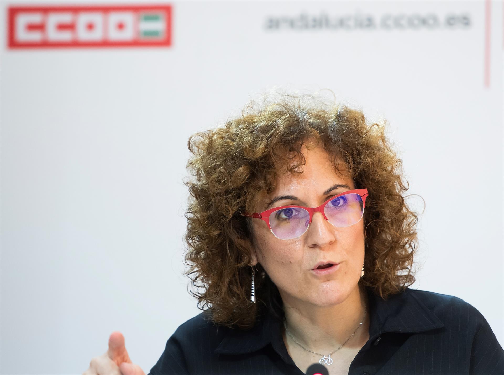 La secretaria general de CCOO de Andalucía, Nuria López. EFE/ Raúl Caro.