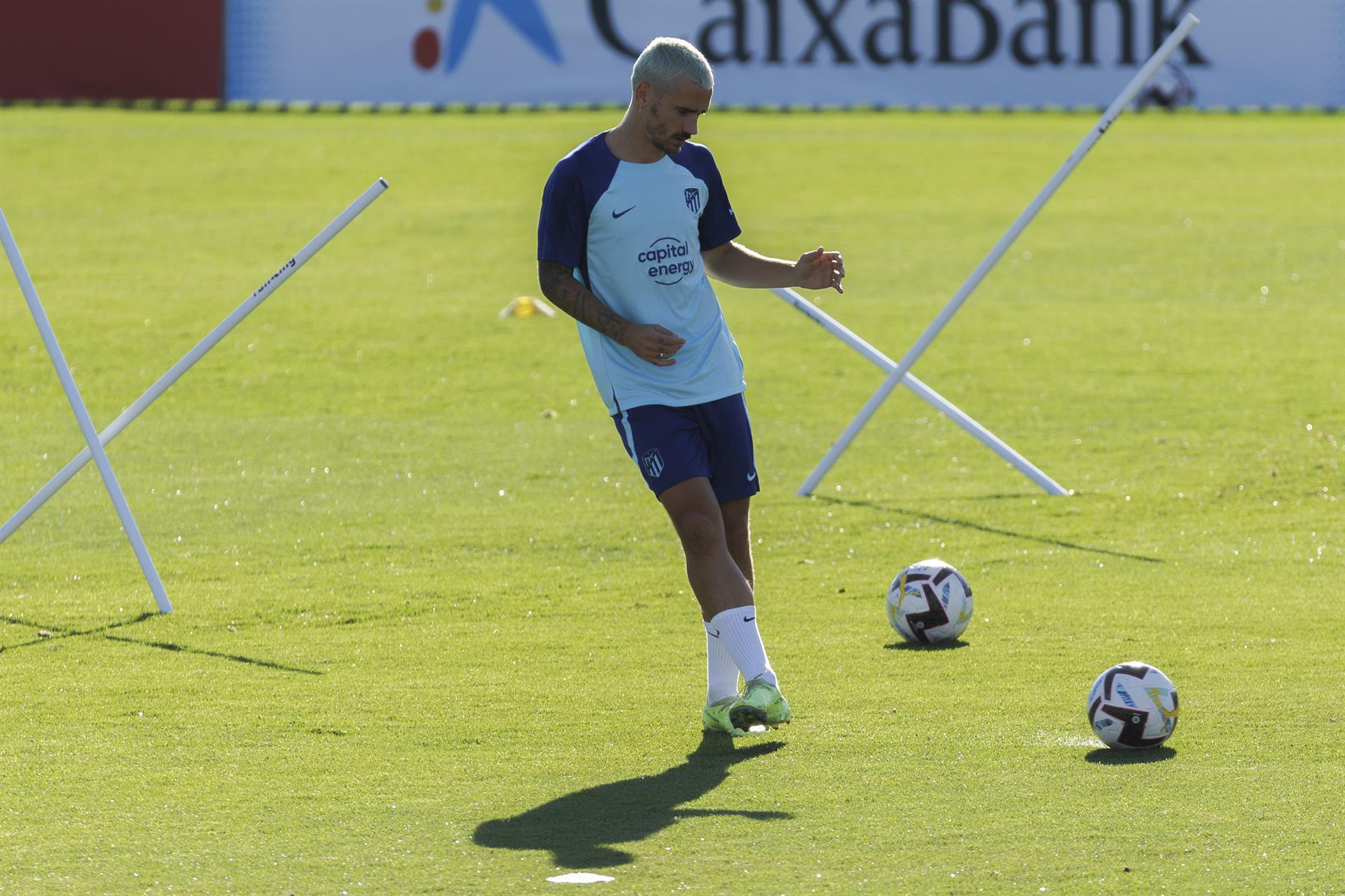 Griezmann, durante el entrenamiento de este miércoles. EFE/Sergio Pérez
