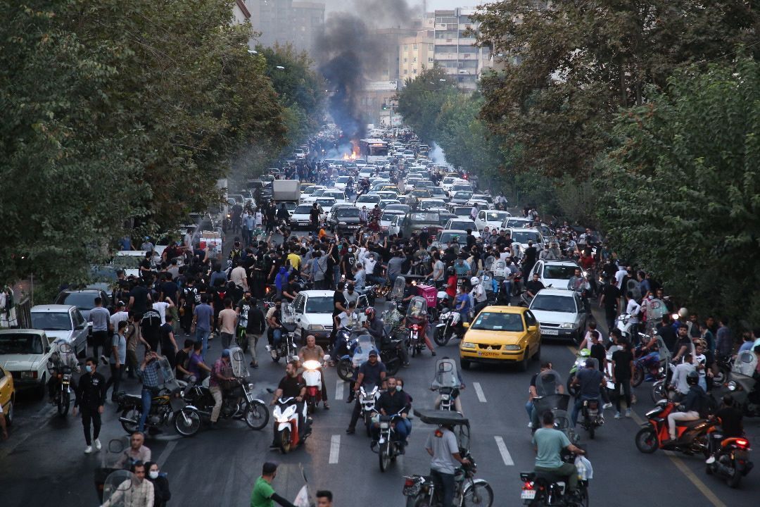 Protestas en Teherán tras la muerte de Mahsa Amini.