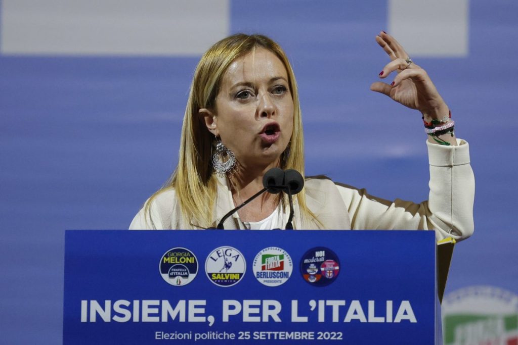 Giorgia Meloni en campaña en las elecciones italianas