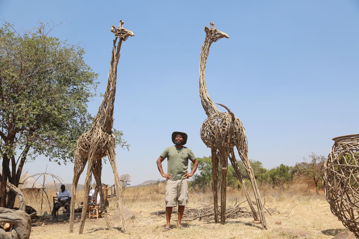 Artistas de Zimbabue convierten plantas invasoras en bestias fantásticas