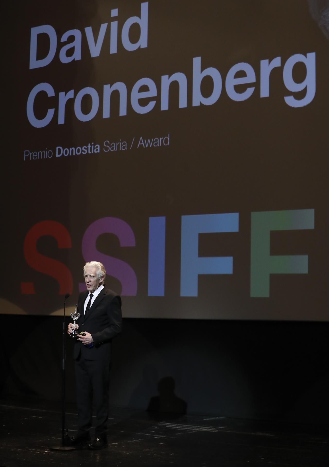 El director y guionista canadiense David Cronenberg recibe este miércoles el segundo Premio Donostia del 70 Festival de Cine de San Sebastián, que reconoce así una de las carreras más singulares del último medio siglo . EFE/Juan Herrero.
