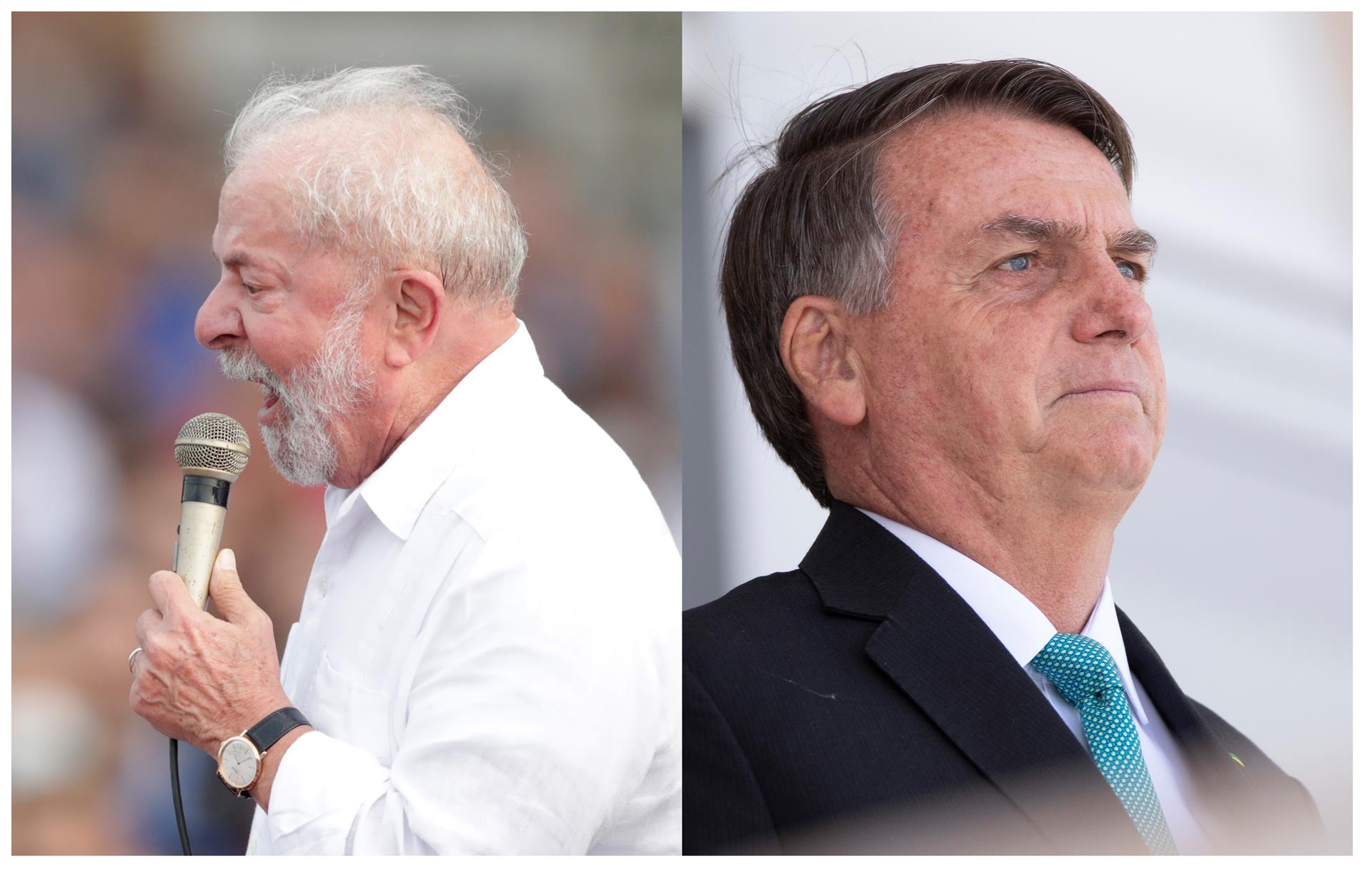 Combo de fotografías de archivo que muestra a los candidatos presidenciales brasileños Luiz Inácio Lula da Silva y Jair Bolsonaro. EFE/ Archivo