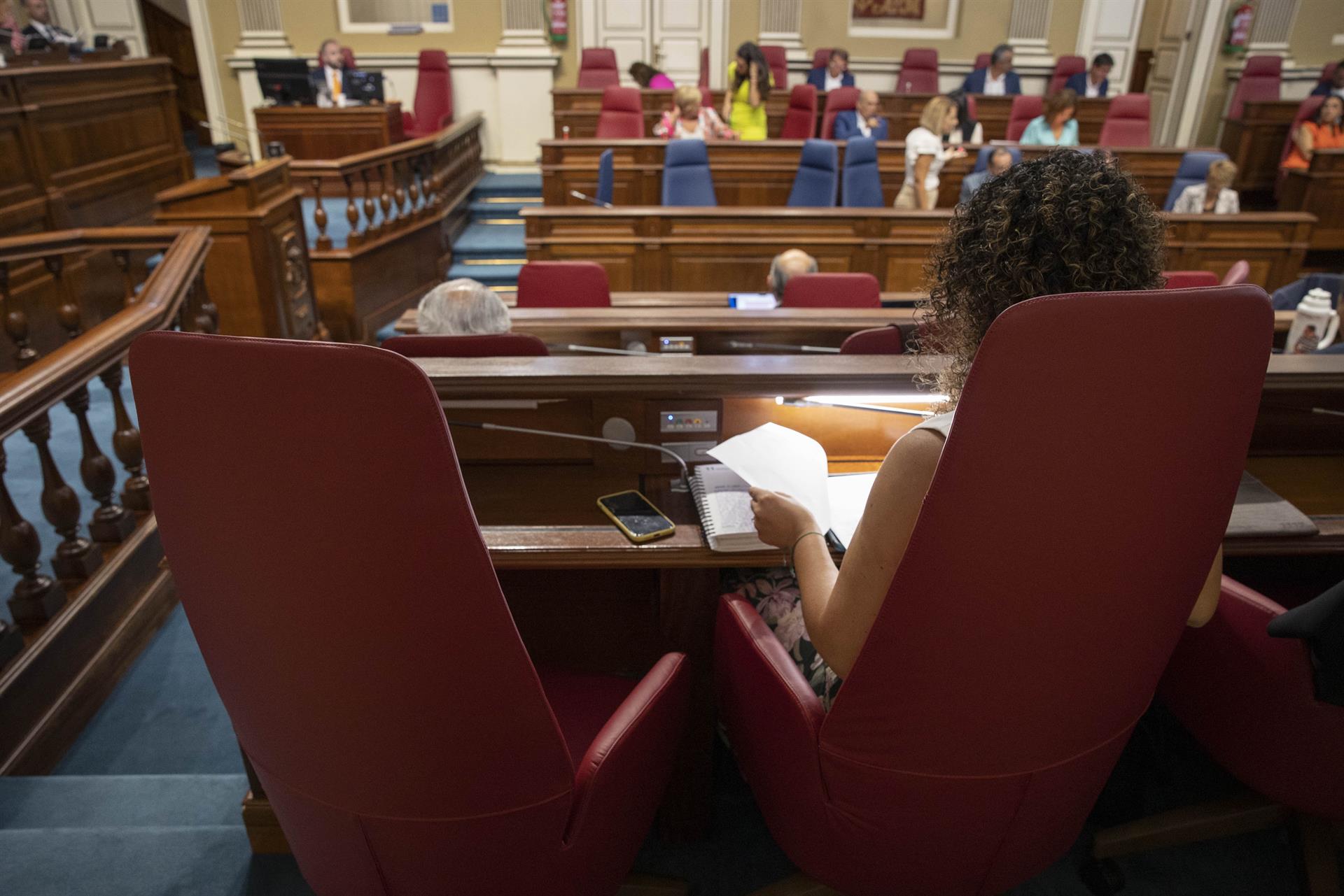 Los diputados del Parlamento de Canarias ha estrenado los nuevos sillones en el comienzo del curso parlamentario. EFE/Miguel Barreto