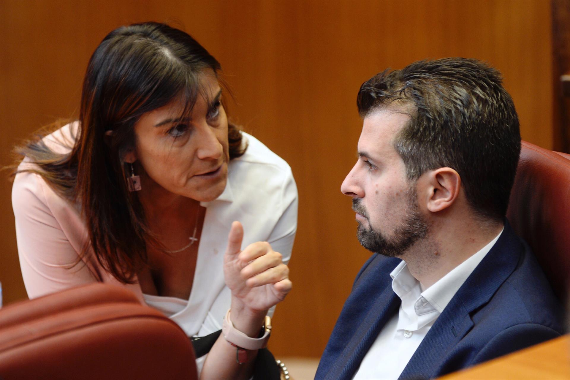 Imagen de archivo del portavoz del grupo Parlamentario Socialista en las Cortes de Castilla y León, Luis Tudanca, con su compañera de partido, Ana Sánchez. EFE