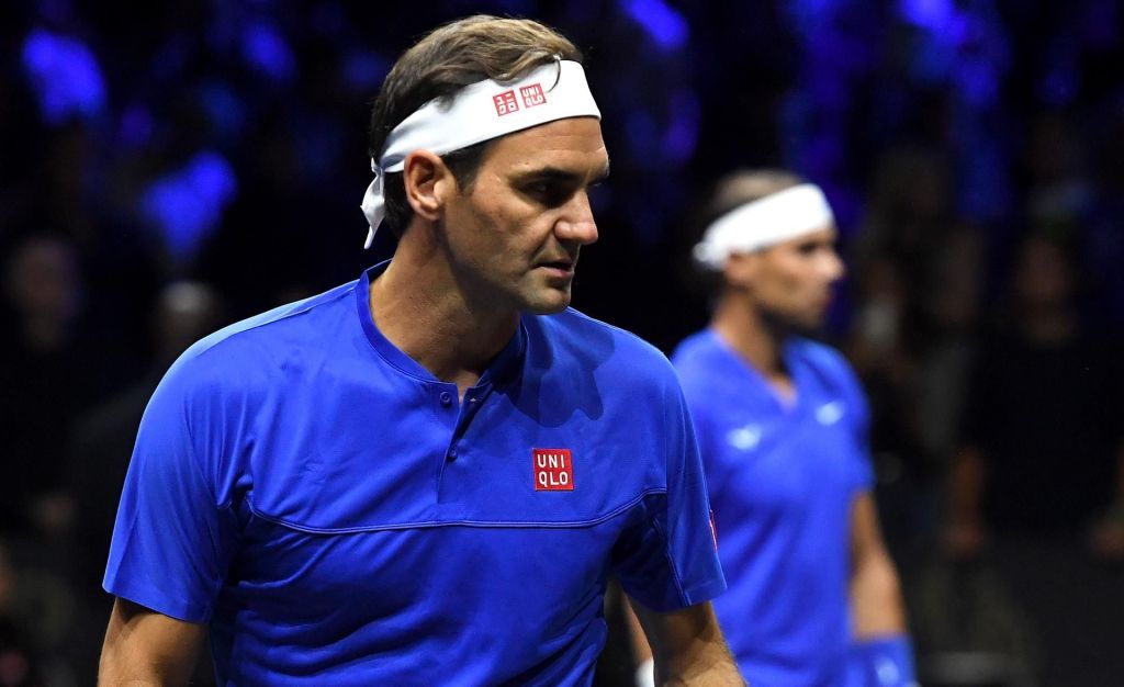 Swiss Roger Federer retired from his professional career with a defeat to Americans Jack Sock and Frances Tiafoe (4-6, 7-6 (2) and 11-9), along with Spaniard Rafael Nadal.  EFE/EPA/ANDY RAIN