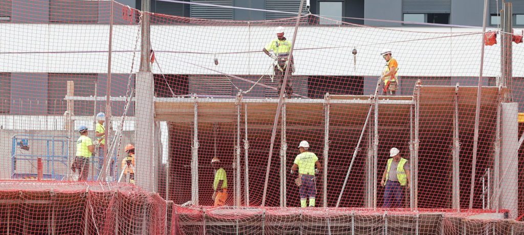 Trabajadores de la construcción en Bilbao.