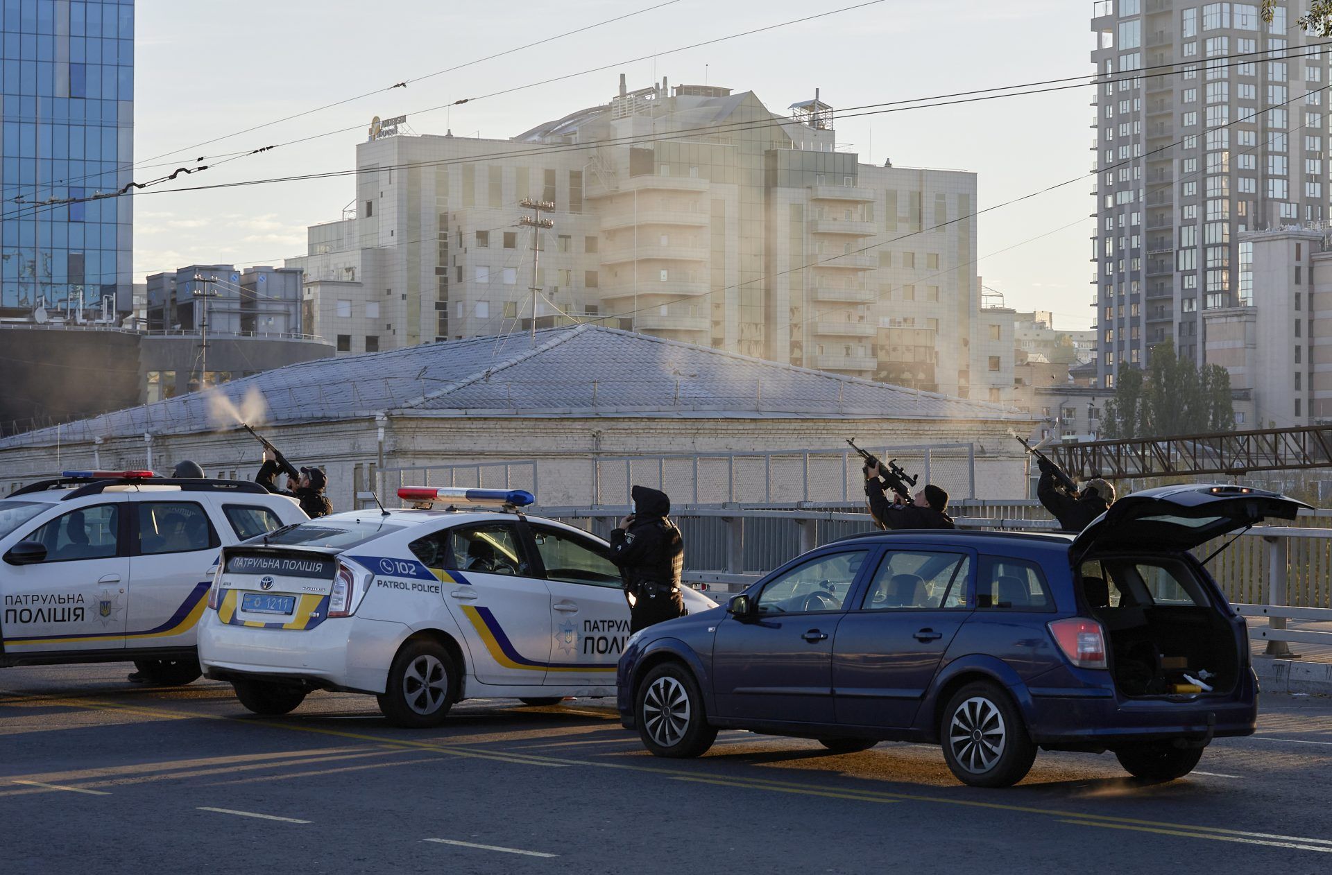 drones Kiev disparos policías
