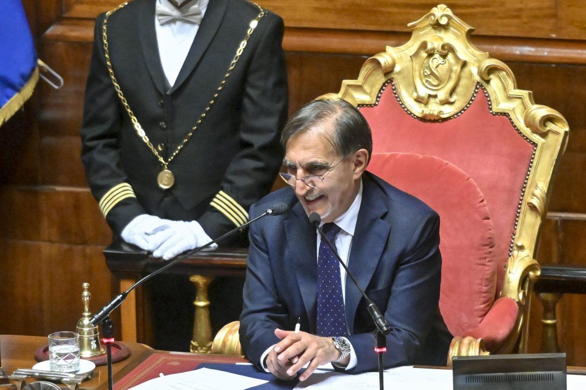 El cofundador del partido Hermanos de Italia , Ignazio La Russa, presidente del Senado italiano, el pasado jueves.