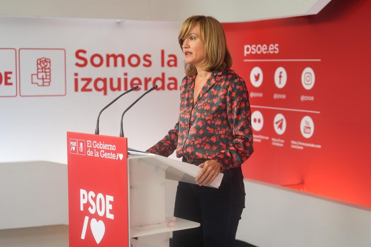 La portavoz de la Ejecutiva del PSOE y ministra de Educación y Formación Profesional, Pilar Alegría, en la sede del PSOE en Madrid.