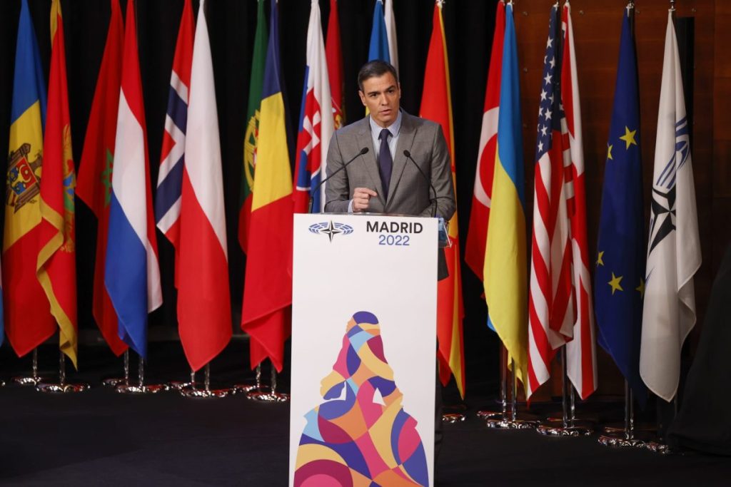 El presidente del Gobierno de España, Pedro Sánchez hoy en la sesión de la OTAN en Madrid