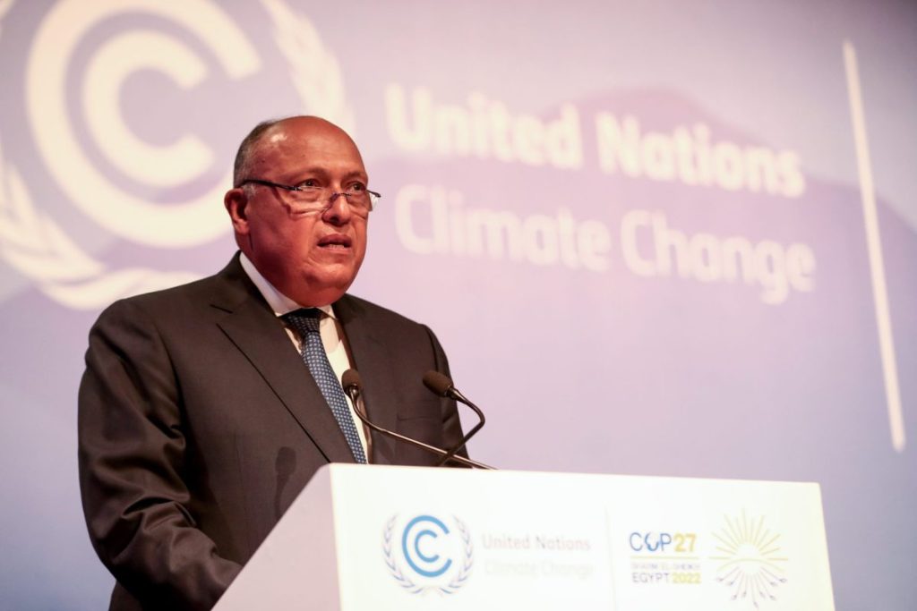 El presidente de la COP27, Sameh Shoukry, en la inauguración de la cumbre climática