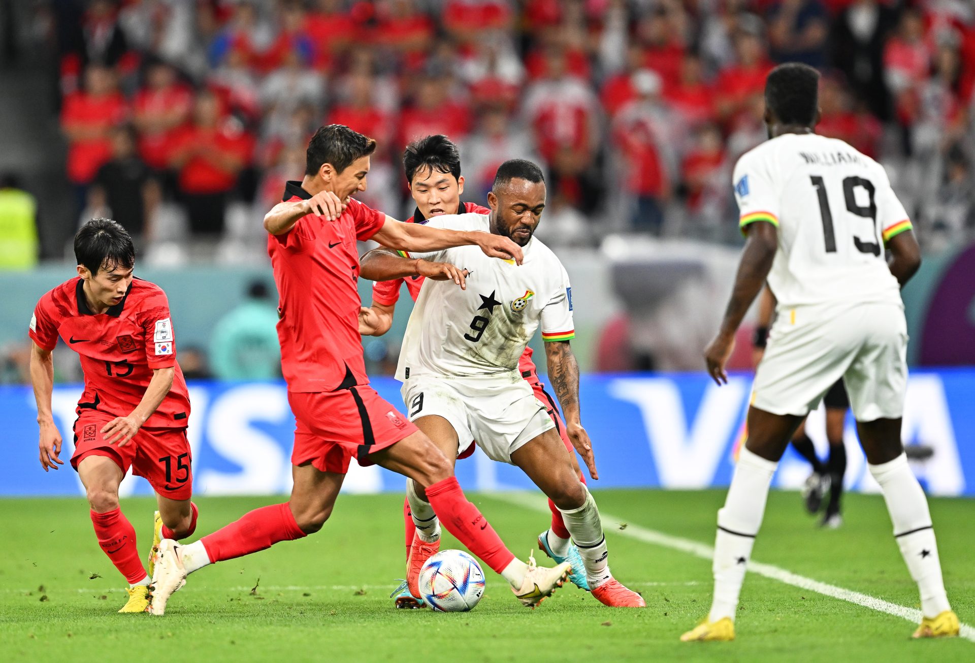 Un momento del partido del Mundial de Qatar 2022 de Ghana contra Corea del Sur.