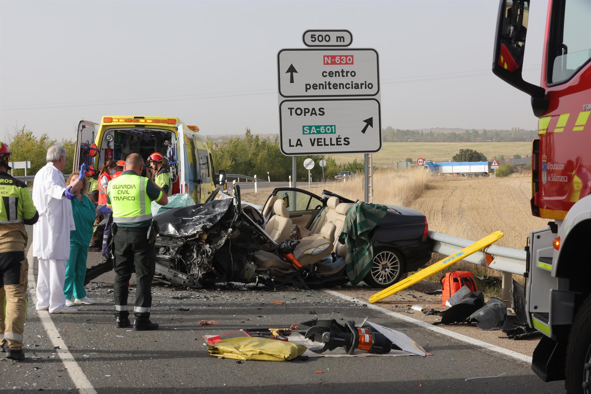 Imagen de archivo de un accidente de tráfico en Calzada de Valdunciel, Salamanca.
