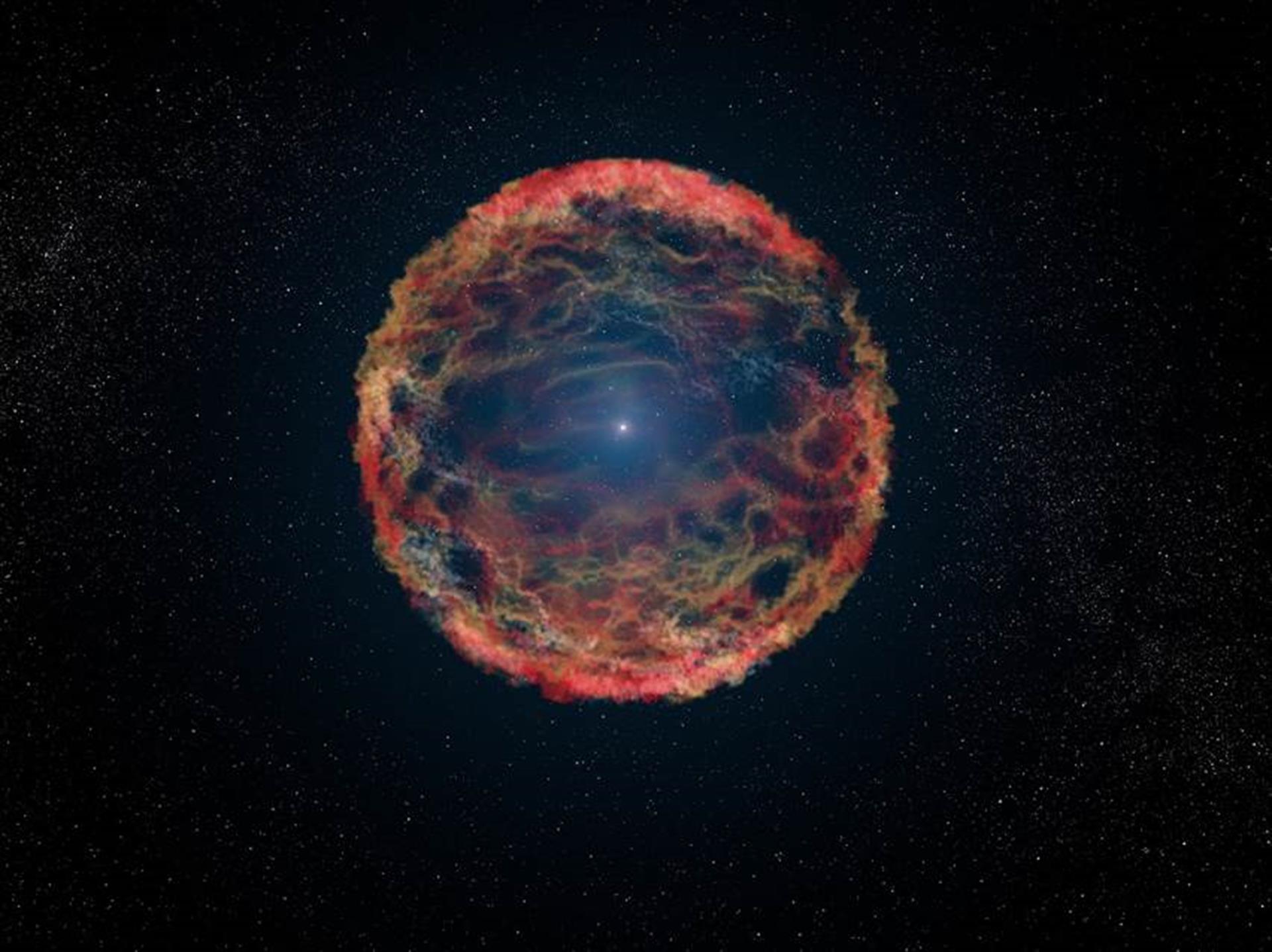Recreación artística de la supernova 1993J en la galaxia M81. EFE/NASA/ESA