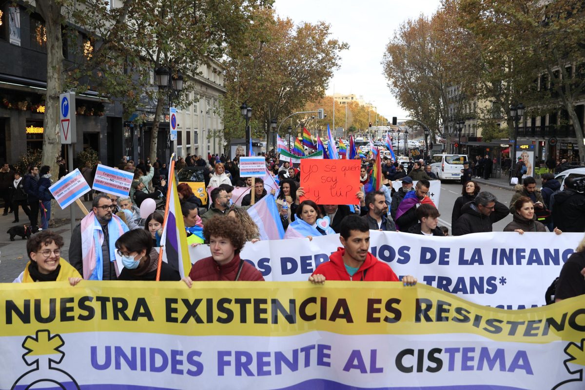 Diversas organizaciones se manifiestan para reivindicar la ley trans y exigir al PSOE que no la recorte en su tramitación parlamentaria