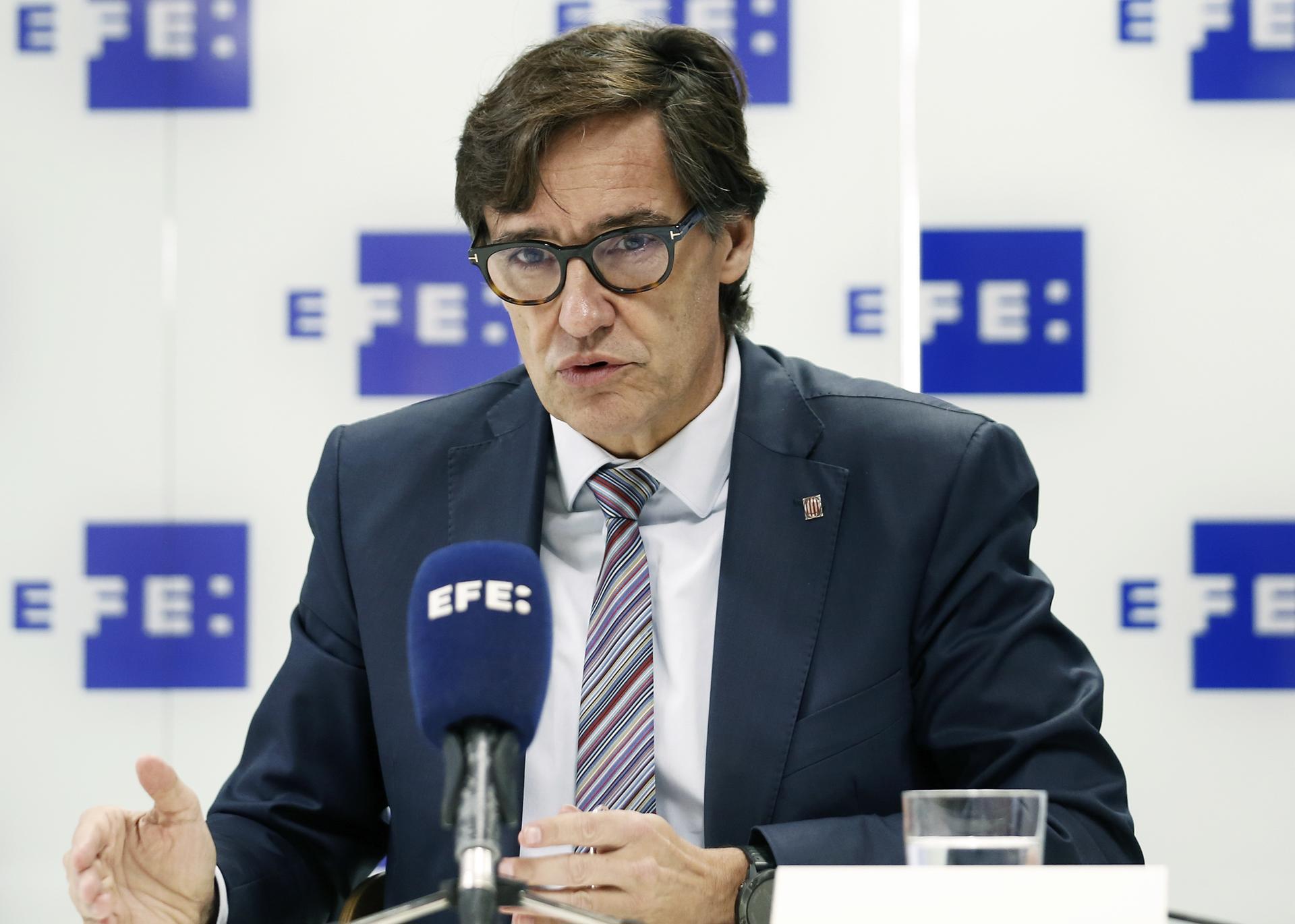 El primer secretario del PSC, Salvador Illa, durante la entrevista concedida hoy a la agencia EFE. EFE/ Andreu Dalmau