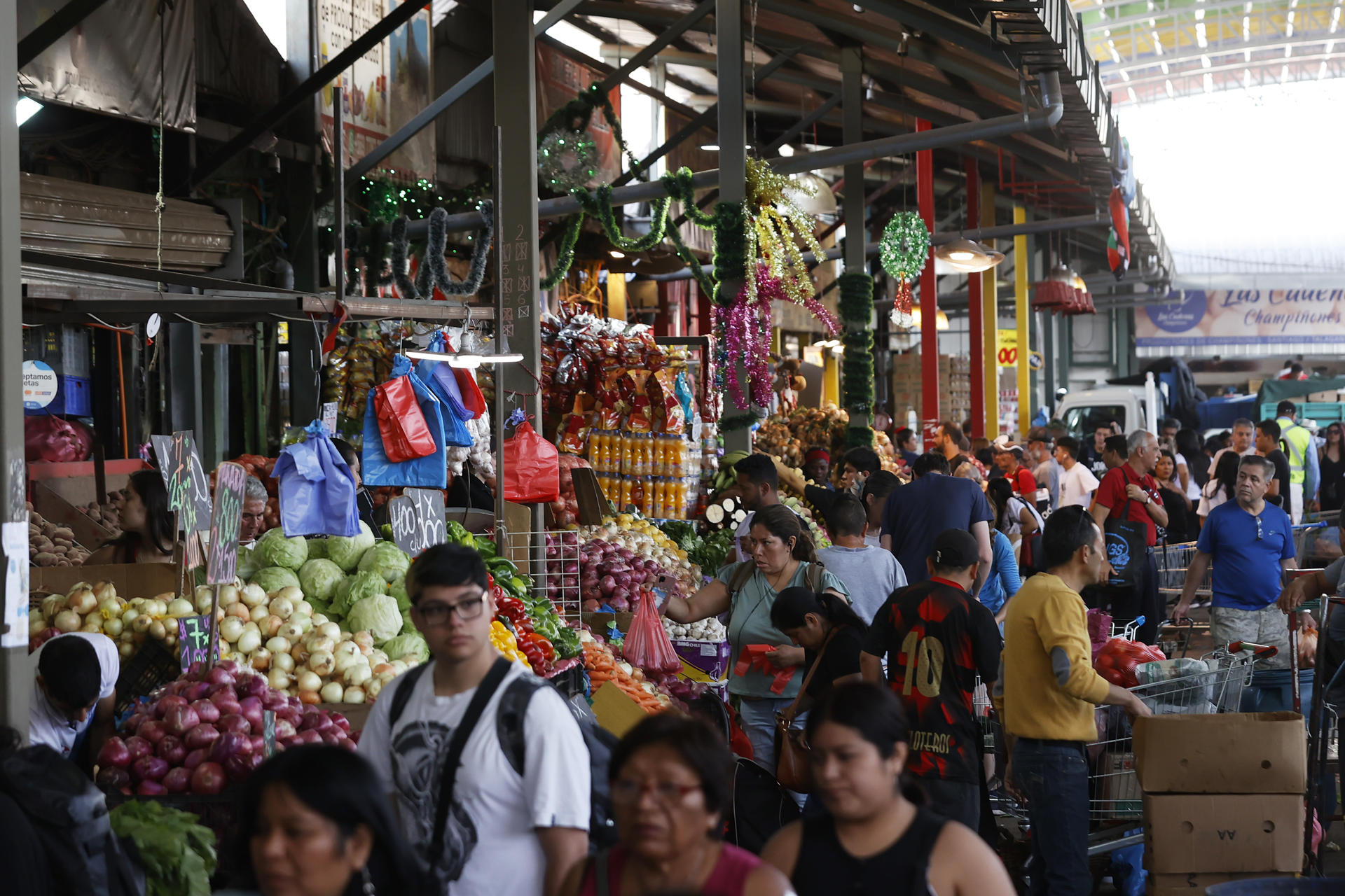 Personas realizan compras en La Vega Central, el 23 de diciembre 2022 en Santiago (Chile). EFE/Elvis González