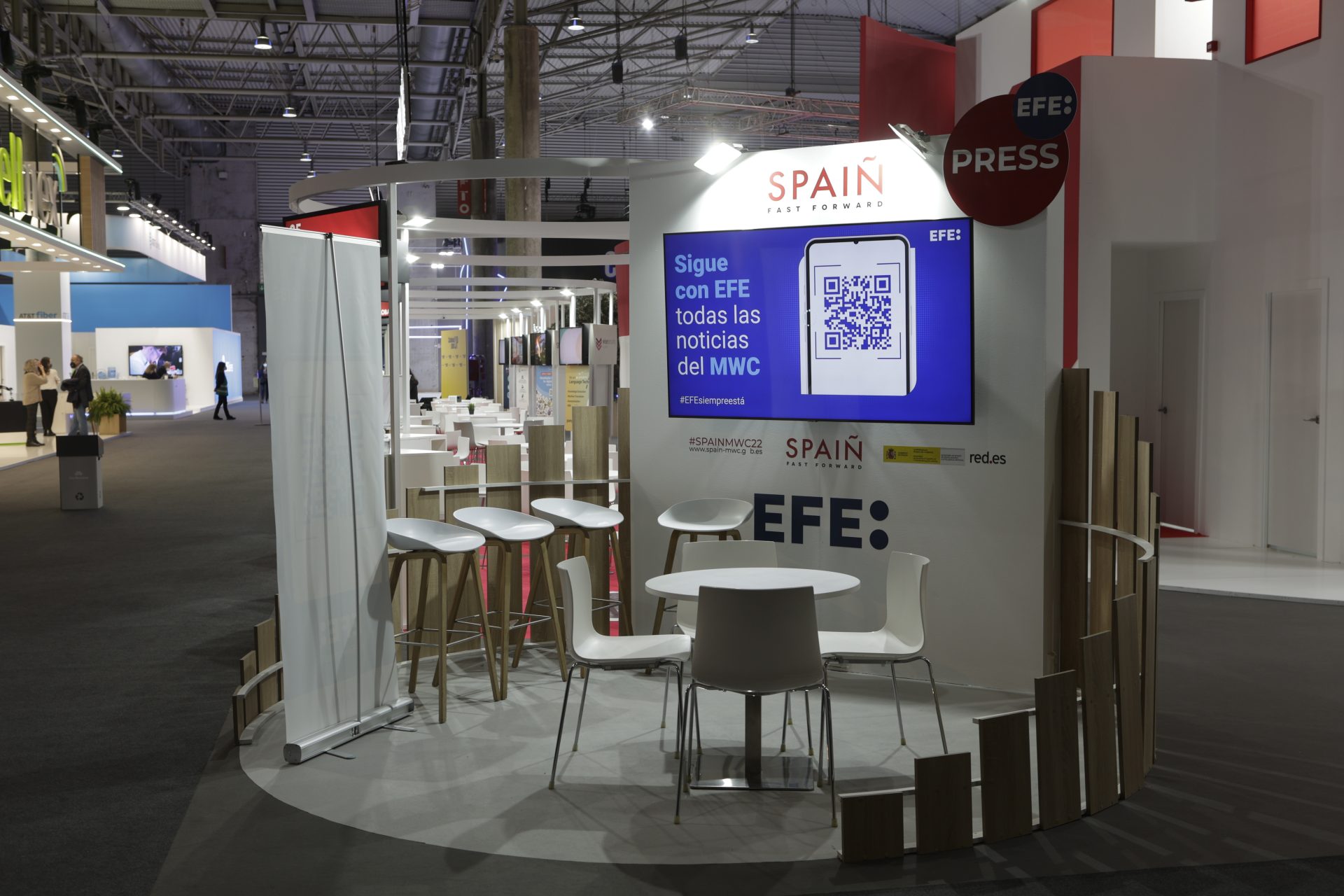 Stand de la Agencia Efe en el Pabellón de España en el Mobile World Congress de Barcelona (MWC), en la pasada edición.