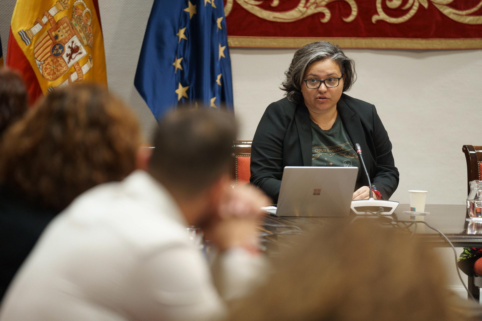 La cofundadora de la plataforma digital stop gordofobia, Magdalena Piñeyro Bruschi, compareció este miércoles en la comisión de Sanidad del Parlamento de Canarias. EFE/Ramón de la Rocha