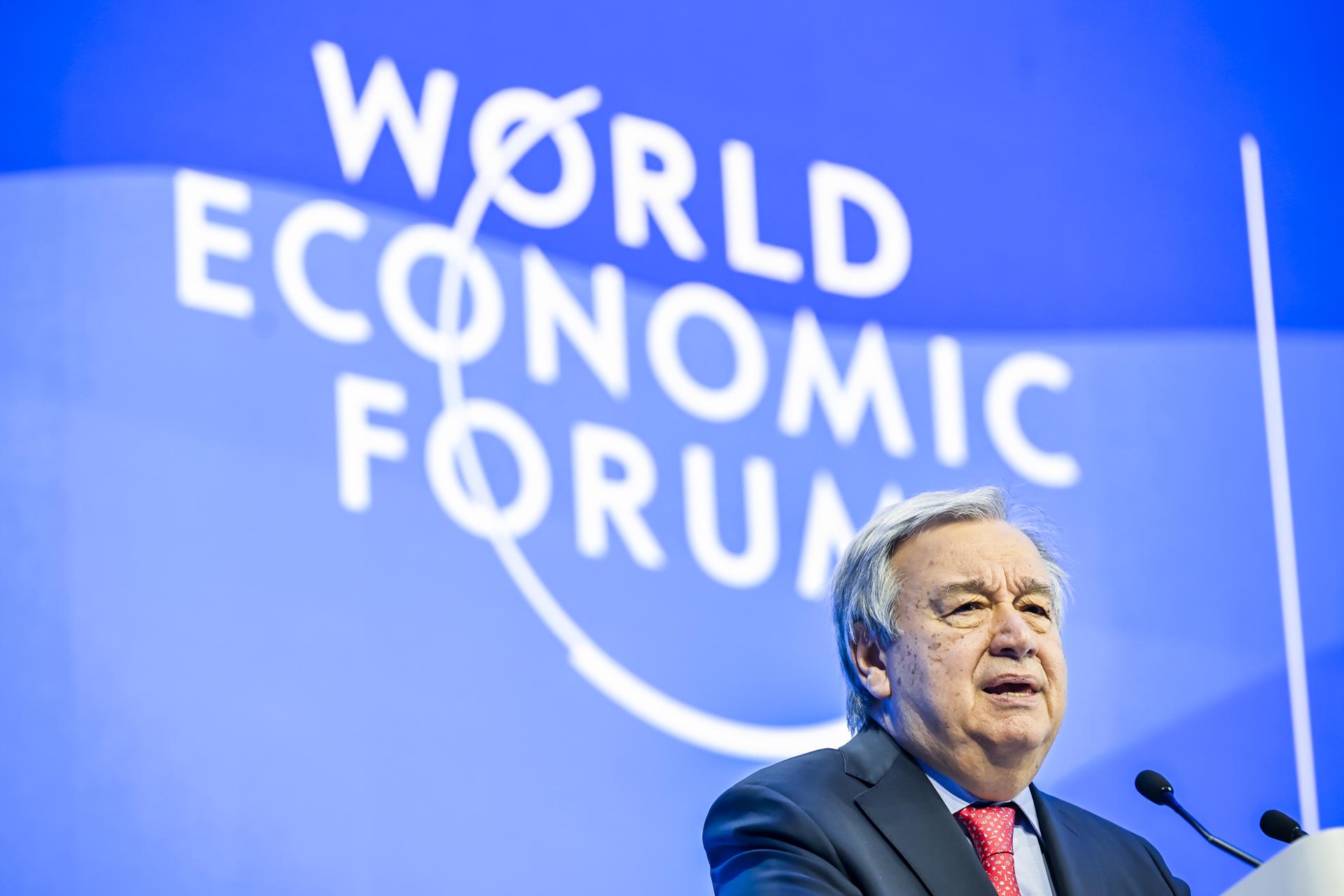 El secretario general de Naciones Unidas, António Guterres en Davos. EFE/EPA/GIAN EHRENZELLER