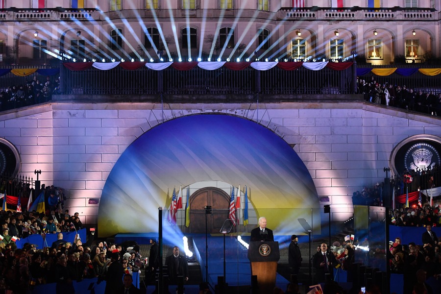El presidente de EEUU, Joe Biden, en un momento del discuso pronunciado en la noche del martes en Varsovia.
