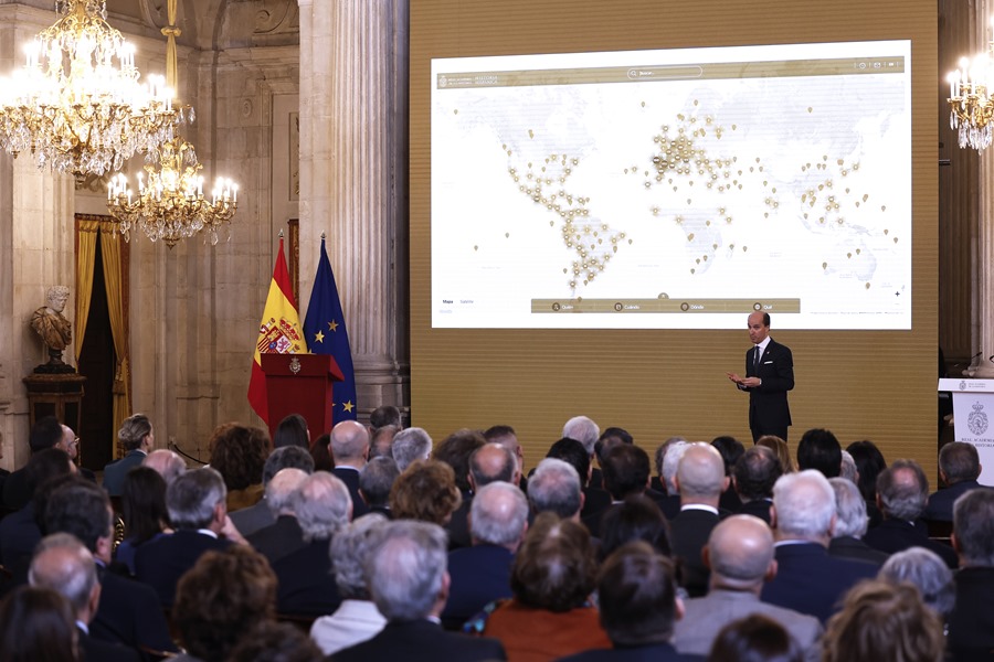 Presentación pública del Portal digital "Historia Hispánica" de la Real Academia de la Historia en el Palacio Real, este martes.