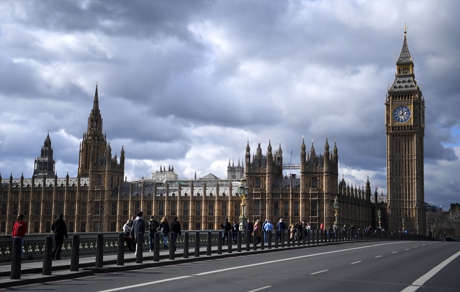 Vista general del palacio de Westminster en Londres, donde ha viajado la presidenta de la Comisión Europea (CE), Ursula von der Leyen, para negociar sobre el Protocolo de Irlanda del Norte con el primer ministro británico, Rishi Sunak.