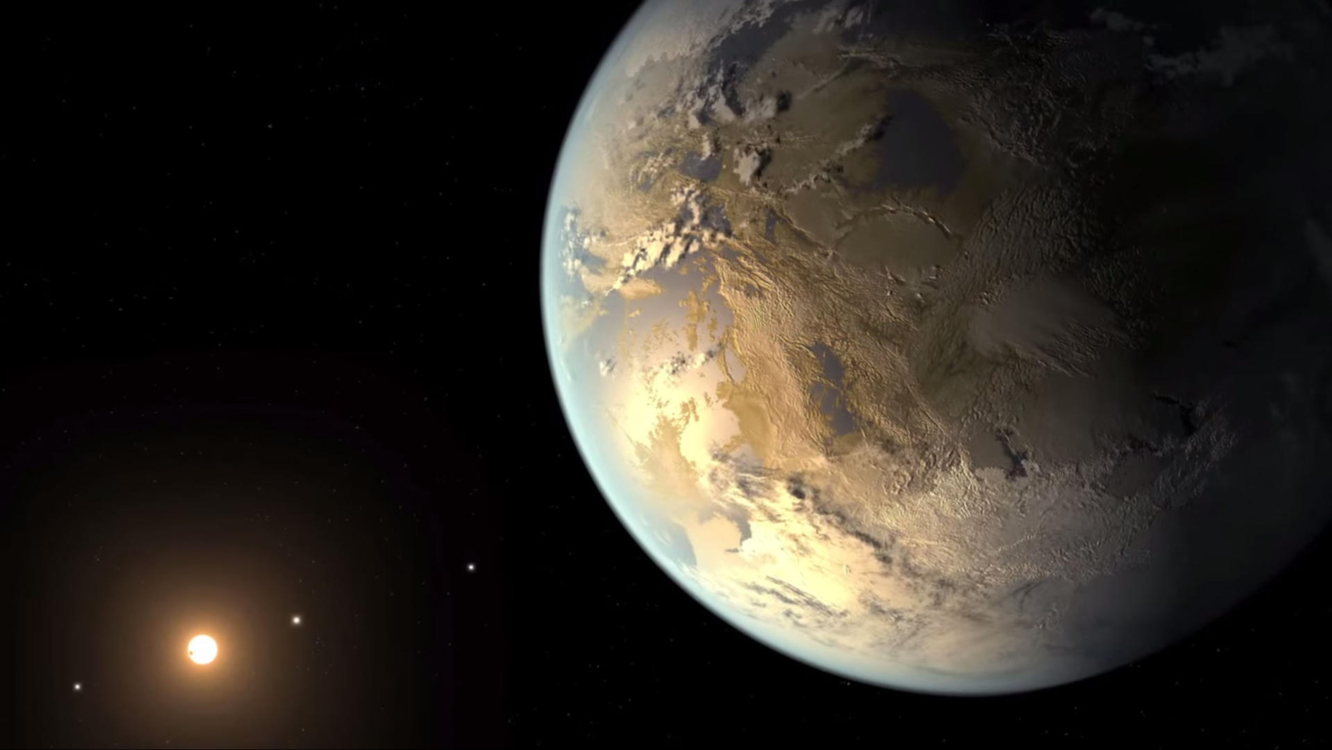 Fotografía cedida por la NASA donde se aprecia una representación artística de Kepler-186f, el primer planeta validado del tamaño de la tierra en orbitar una estrella distante en la zona habitable. EFE/NASA Ames/JPL-Caltech/T. Pyle