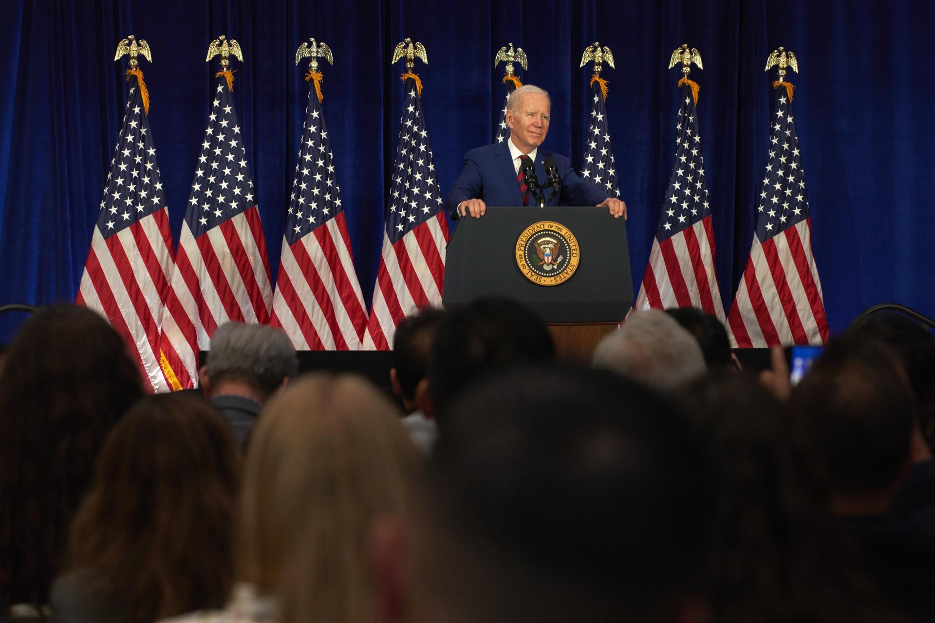 President Joe Biden speaks in Monterey Park, California, on March 14, 2023. EFE/EPA/Allison Cena

