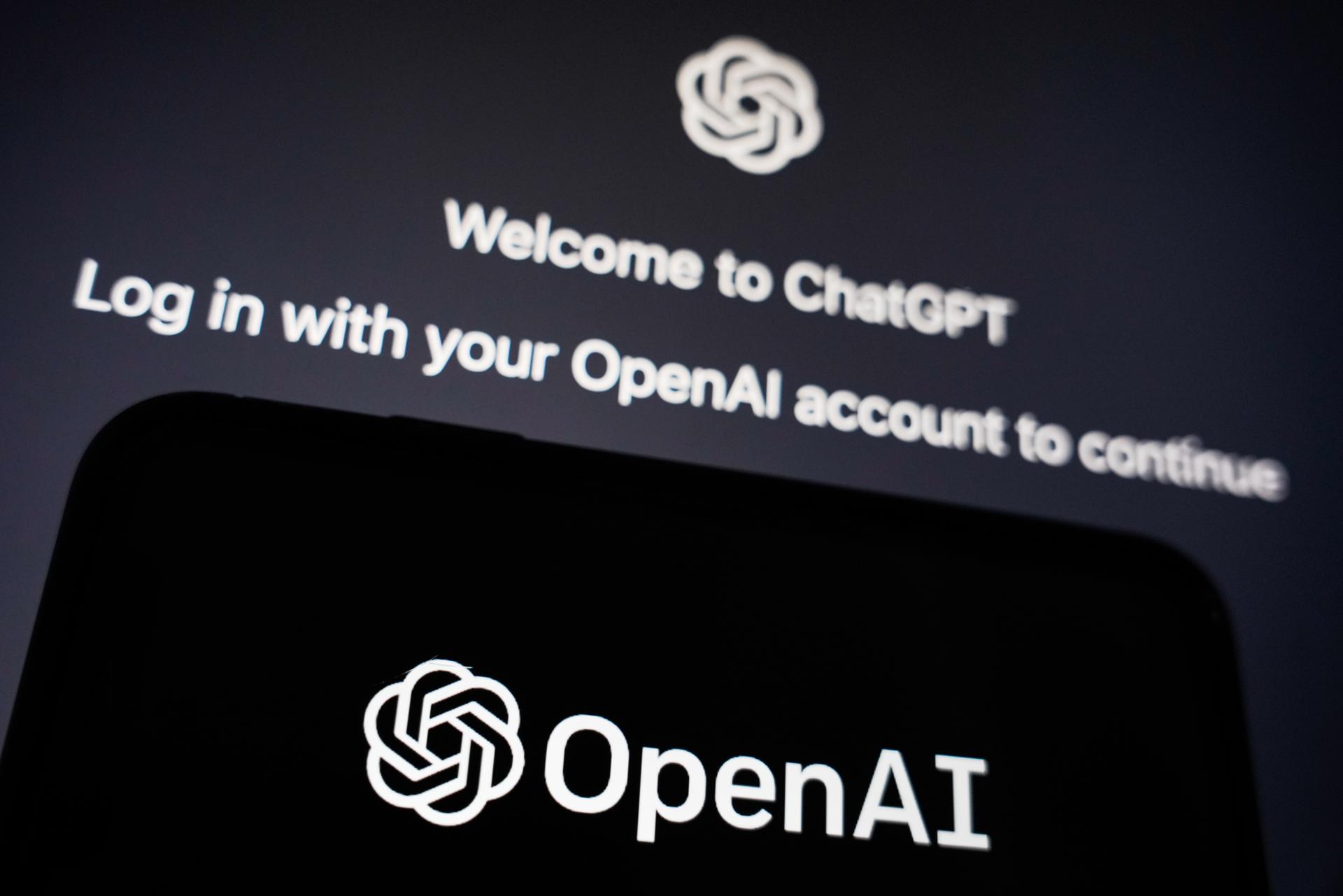 Fotografía de archivo que muestra un logo de la empresa tecnológica OpenAI, desarrolladora del ChatGPT. EFE/Wu Hao