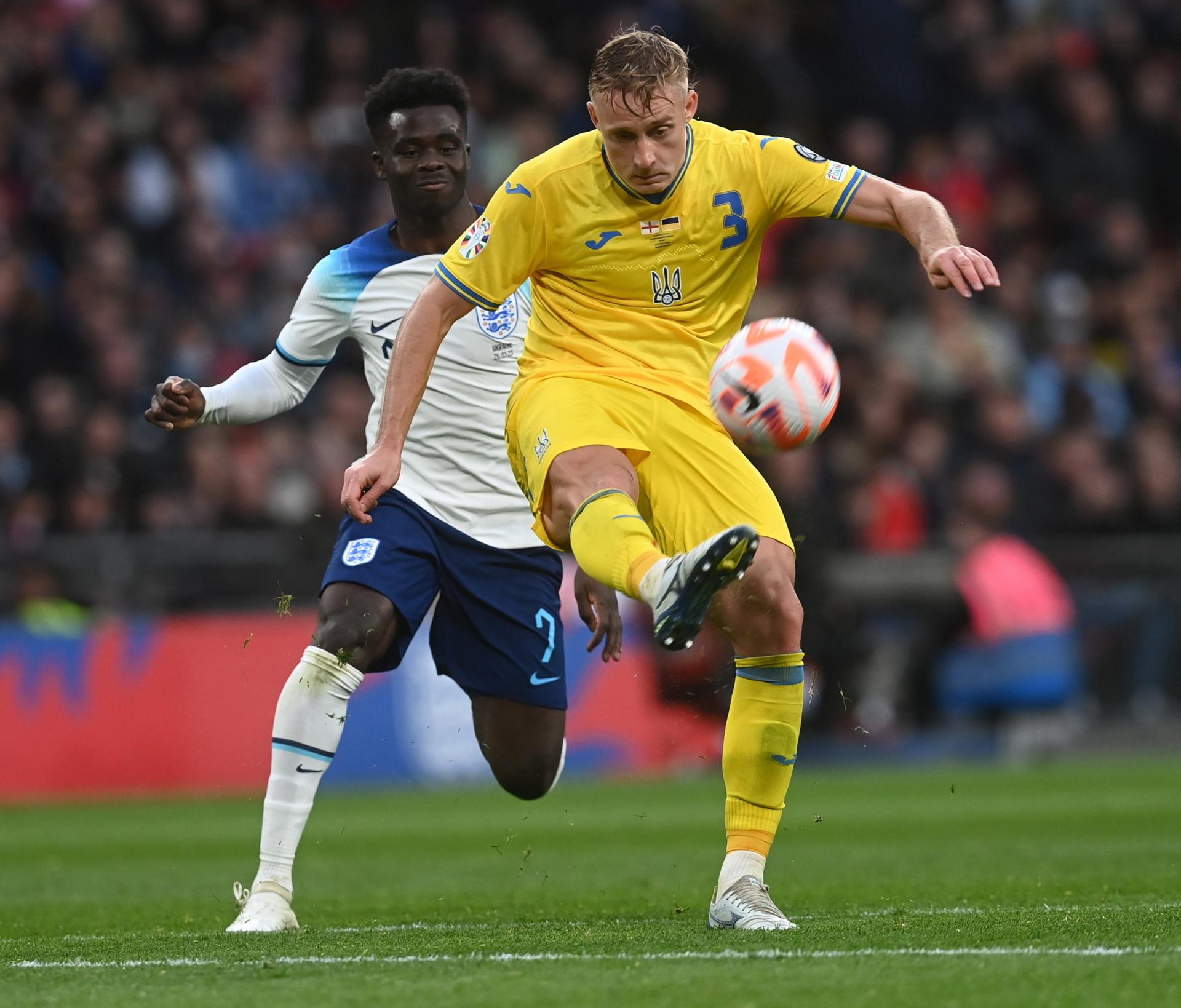 Action during the UEFA Euro 2024 qualifying match between England and Ukraine at London's Wembley Stadium on March 26, 2023. EFE/EPA/NEIL HALL