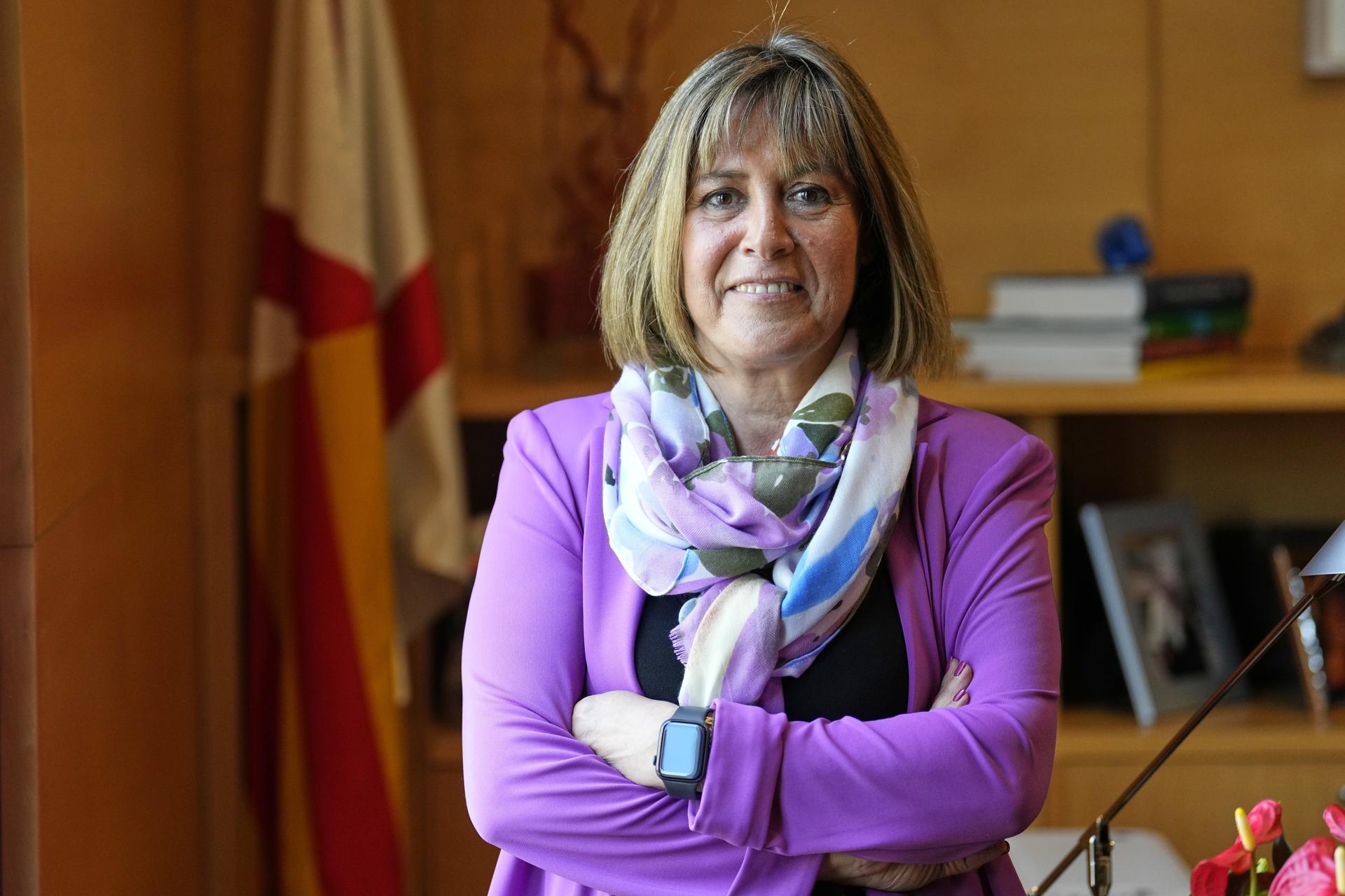La presidenta de la Diputación de Barcelona, la socialista Núria Marín, durante una entrevista con EFE en la que ha dicho que avala repetir el pacto con Junts en la institución provincial si vuelven a sumar mayoría en las próximas elecciones municipales.