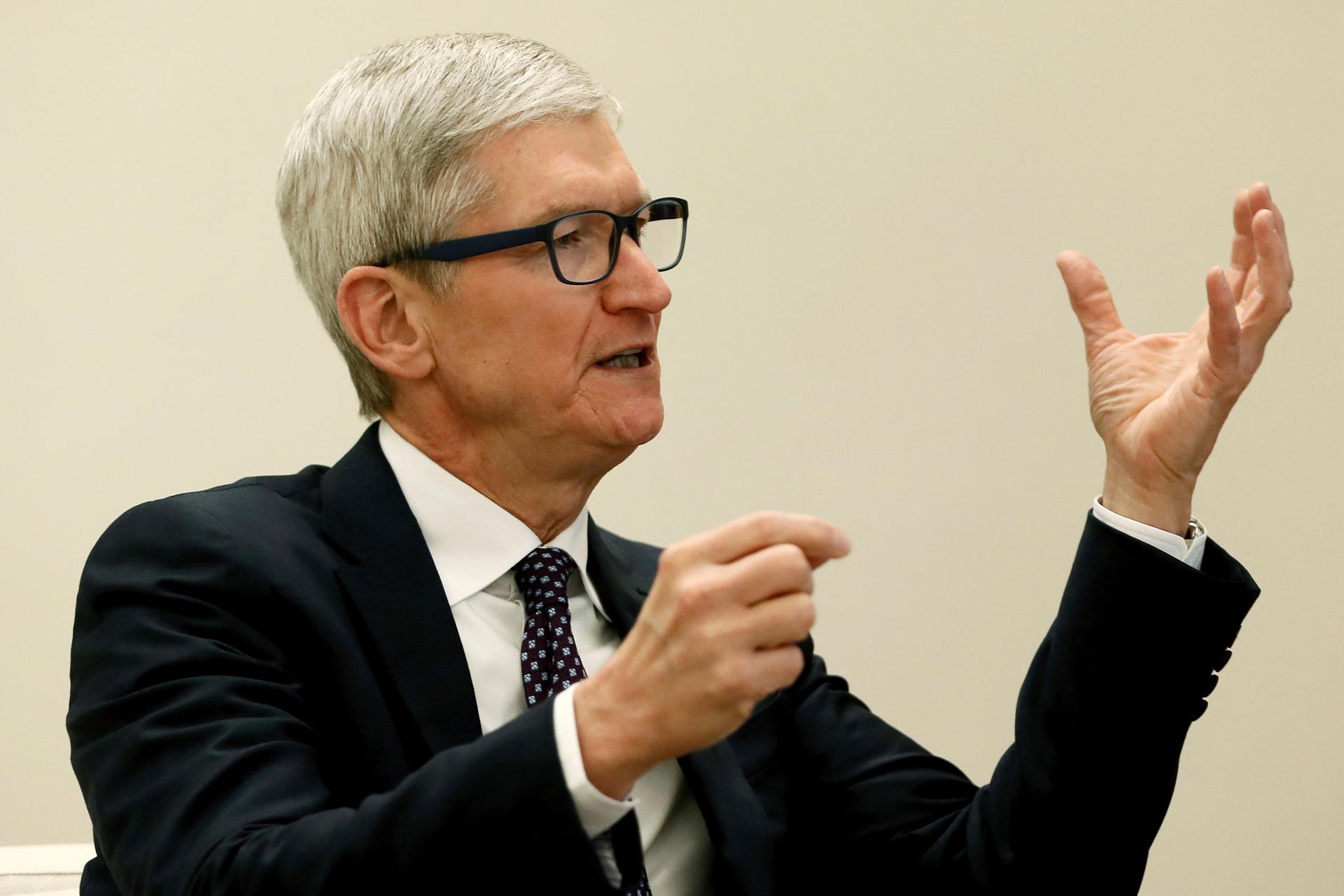 A file picture of Apple's CEO Tim Cook during a meeting. EFE/FILE/Mariscal