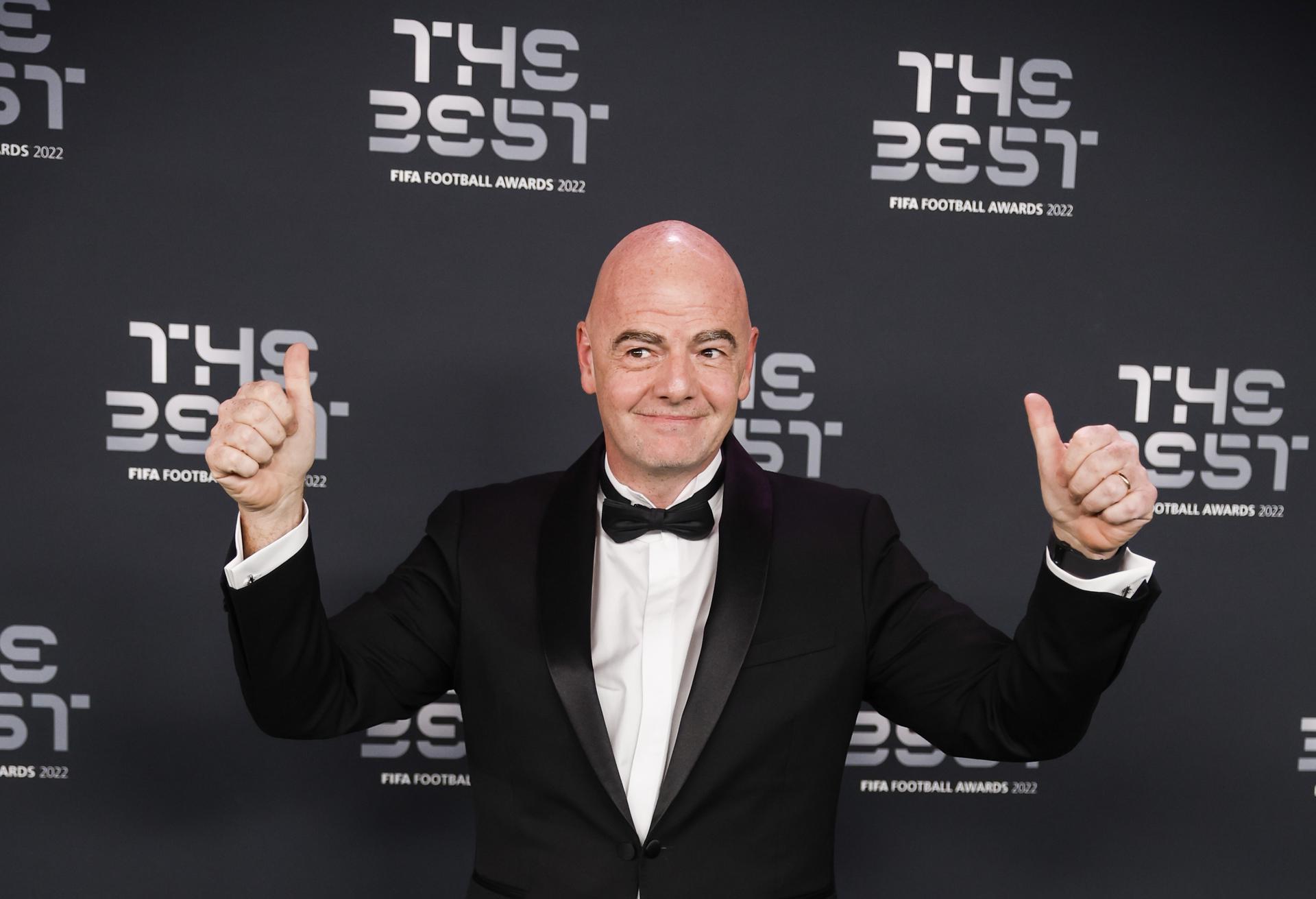 (FILE) FIFA President Gianni Infantino arrives for the The Best FIFA Football Awards 2022 ceremony in Paris, France, 27 February 2023. EFE/EPA/YOAN VALAT