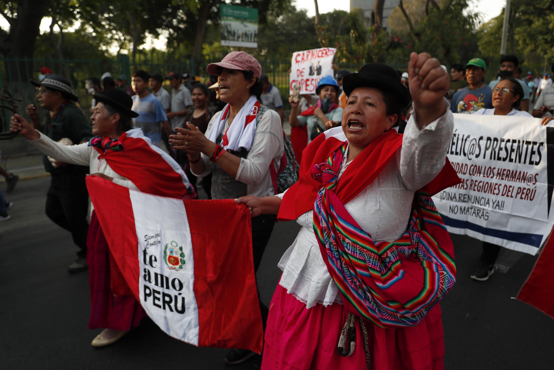 Detractors of the president of Peru, Dina Boluarte, march against the government of the president in Lima, Peru, 04 March 2023. EFE-EPA/Paolo Aguilar