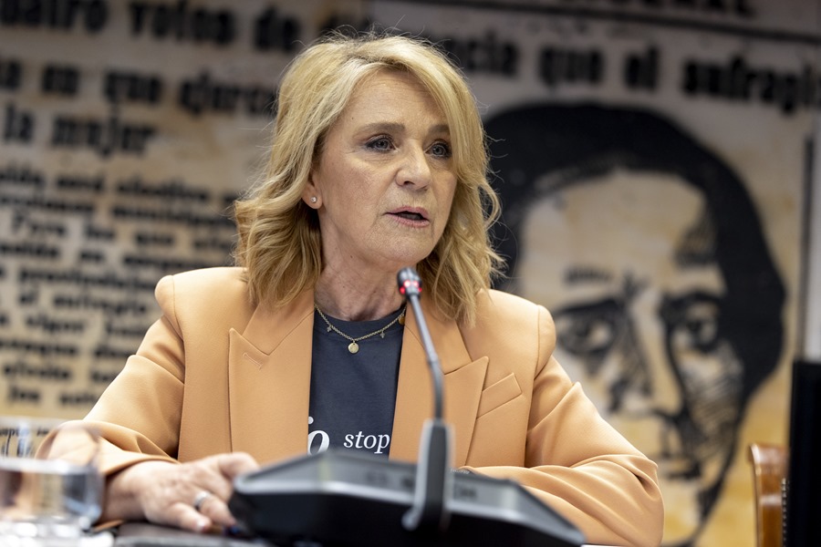 Comparecencia de la  presidenta interina del Consejo de Administración de la Corporación RTVE, Elena Sánchez, hoy en el Senado en Madrid.
