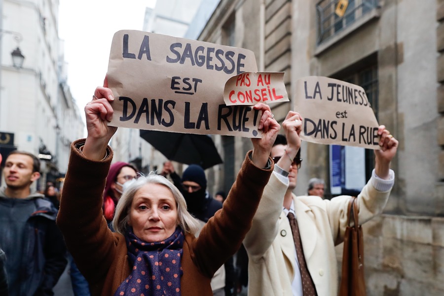 Manifestación convocada el viernes en París contra la reforma de las pensiones. 