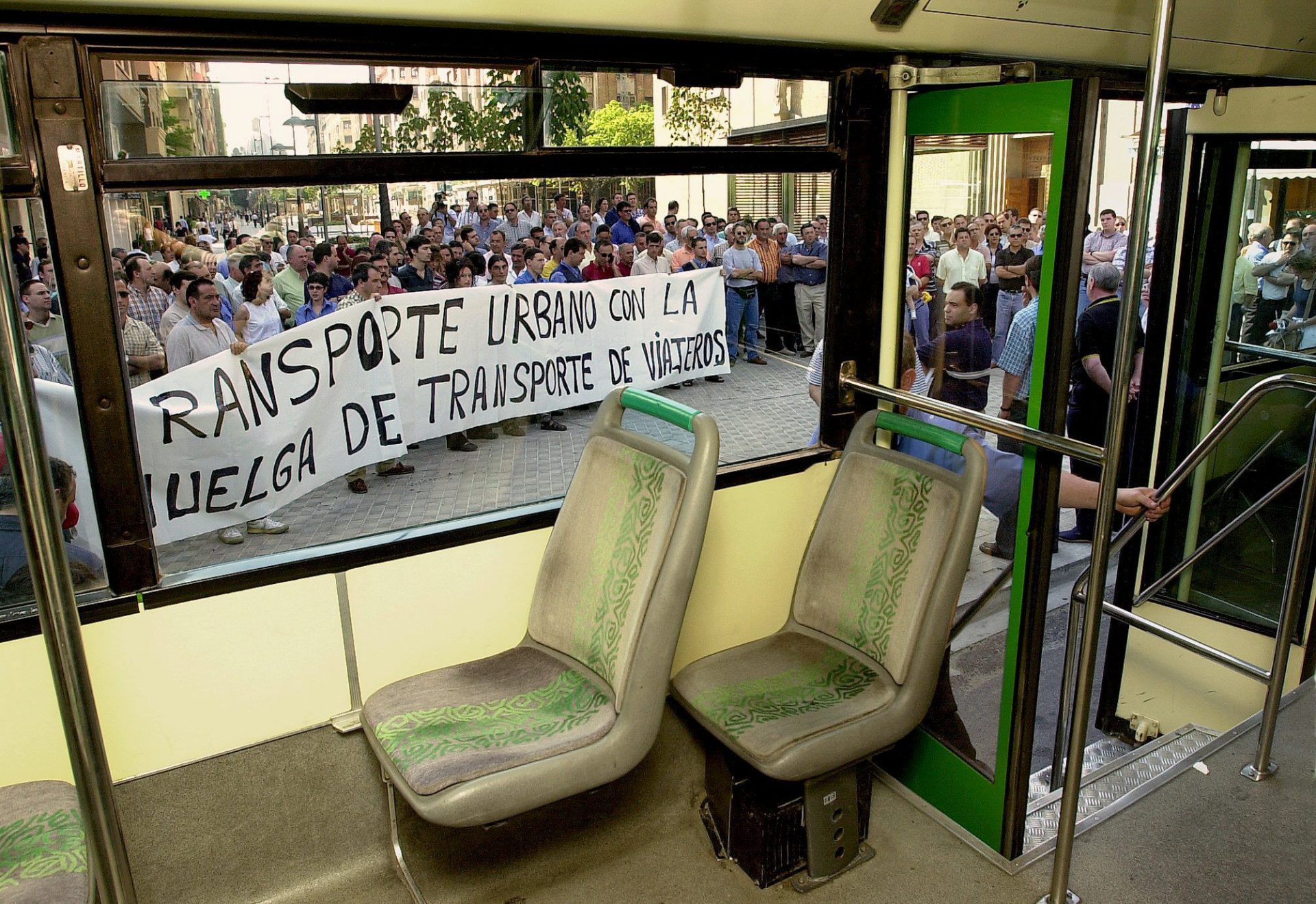 Imagen de archivo de una jornada de huelga en el transporte de viajeros en Pamplona