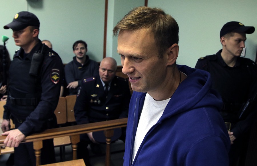 El líder opositor ruso Alexei Navalny durante en el tribunal de la ciudad de Moscú, en octubre de 2017.