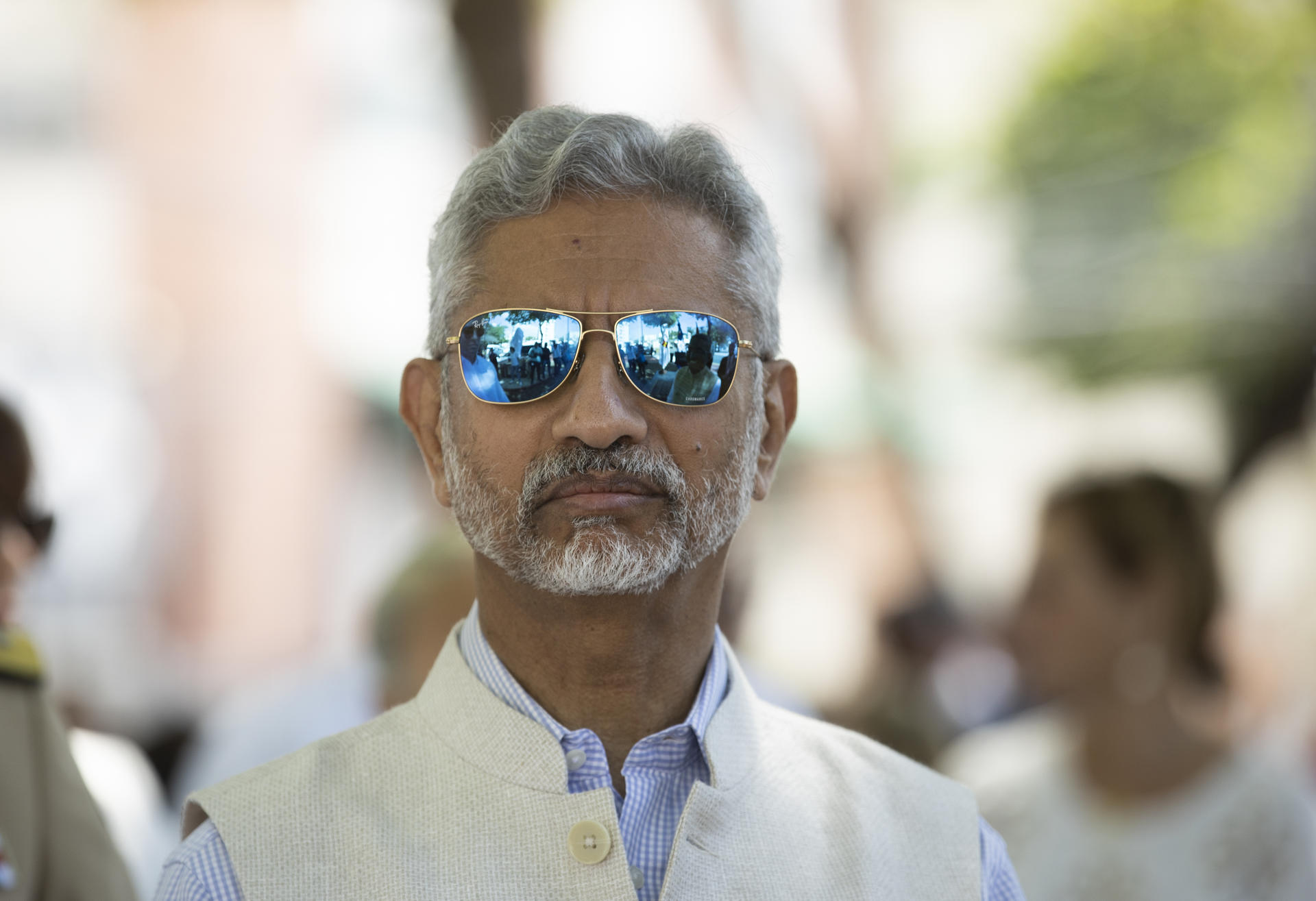 India's foreign minister, Dr. S. Jaishankar, at the unveiling of a statue of Mahatma Gandhi in Santo Domingo on 29 April 2023. EFE/Orlando Barría
