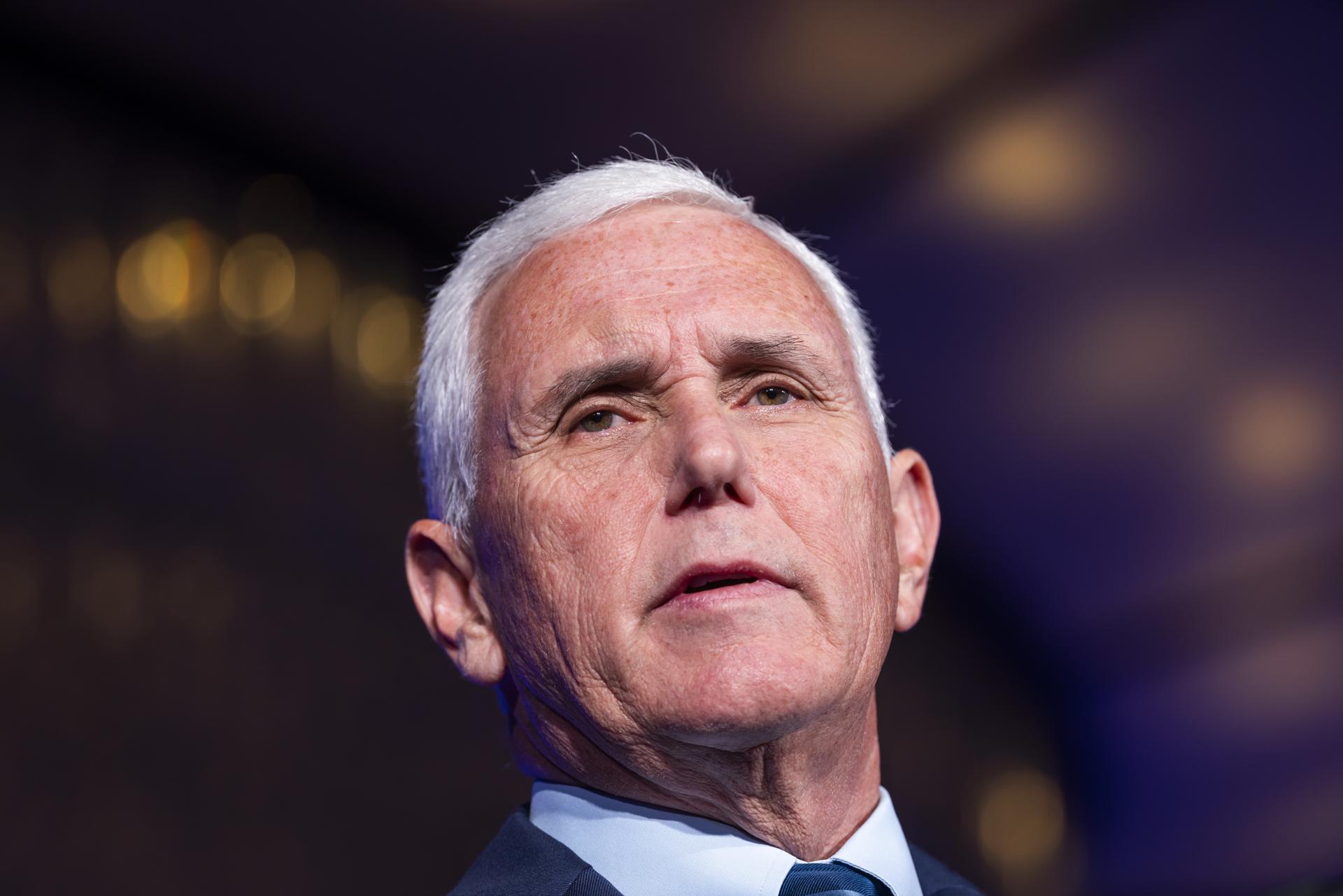 Former US Vice President Mike Pence addresses the National Conservative Student Conference in Washington, DC, US, 26 July 2022. EFE-EPA FILE/JIM LO SCALZO