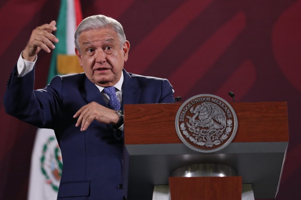 The President of Mexico, Andrés Manuel López Obrador, speaks during his morning press conference, at the National Palace in Mexico City, Mexico.  In his intervention he referred to Banamex.  EFE/Sáshenka Gutiérrez
