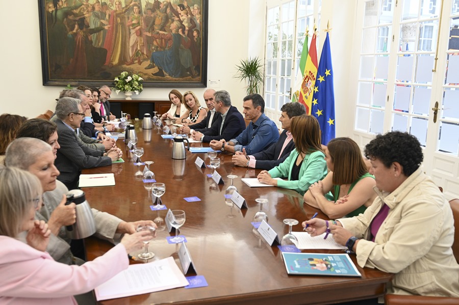 El presidente del Gobierno, Pedro Sánchez, ha mantenido esta mañana, en Sevilla, un encuentro con asociaciones de lucha contra el cáncer.