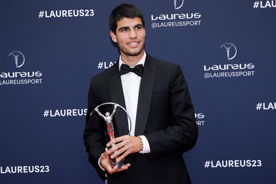 El tenista español Carlos Alvaraz, ganador del premio Laureus al mejor deportista relevación de2022.