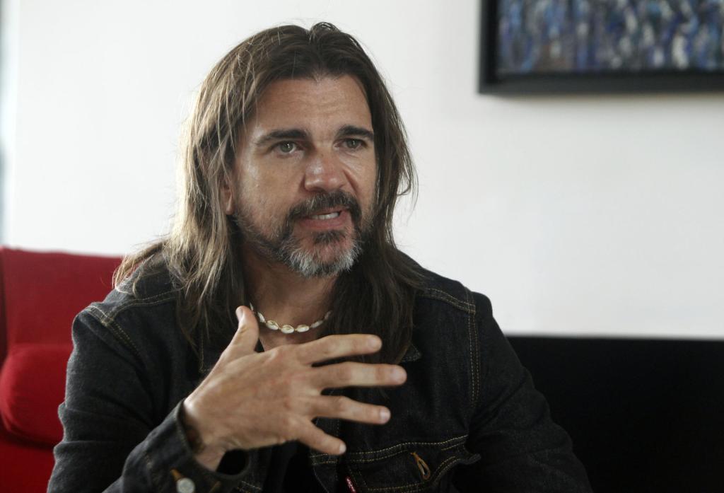 Colombian singer Juanes speaks during an interview with EFE, on May 12, 2023, in Medellín (Colombia).  EFE/Luis Eduardo Noriega A.