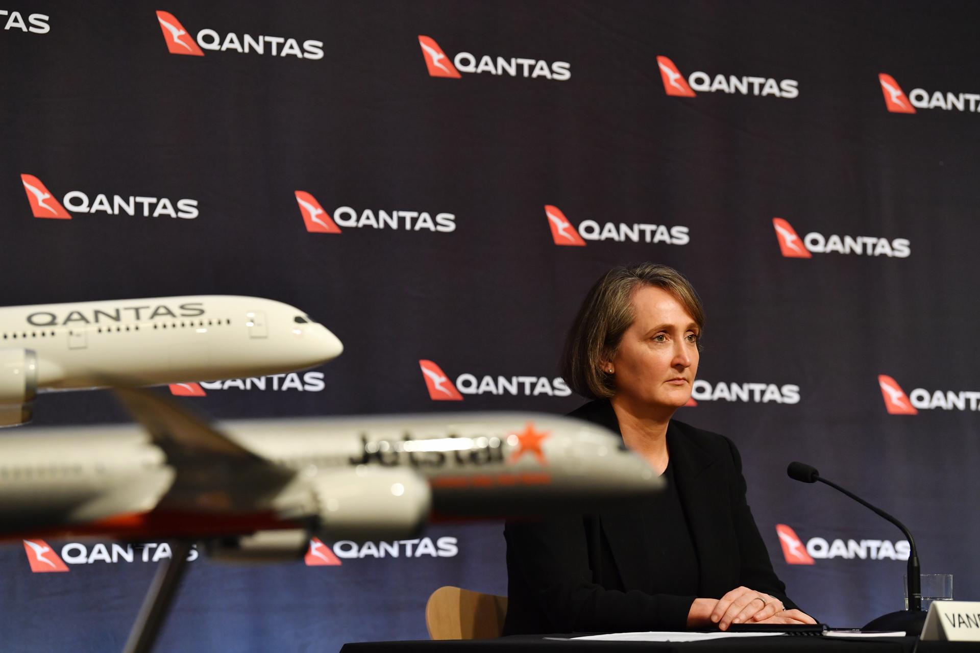 Qantas Group Chief Financial Officer Vanessa Hudson during the company's results announcement press conference in Sydney, Australia, 20 August 2020. EFE-EPA FILE/DEAN LEWINS AUSTRALIA AND NEW ZEALAND OUT
