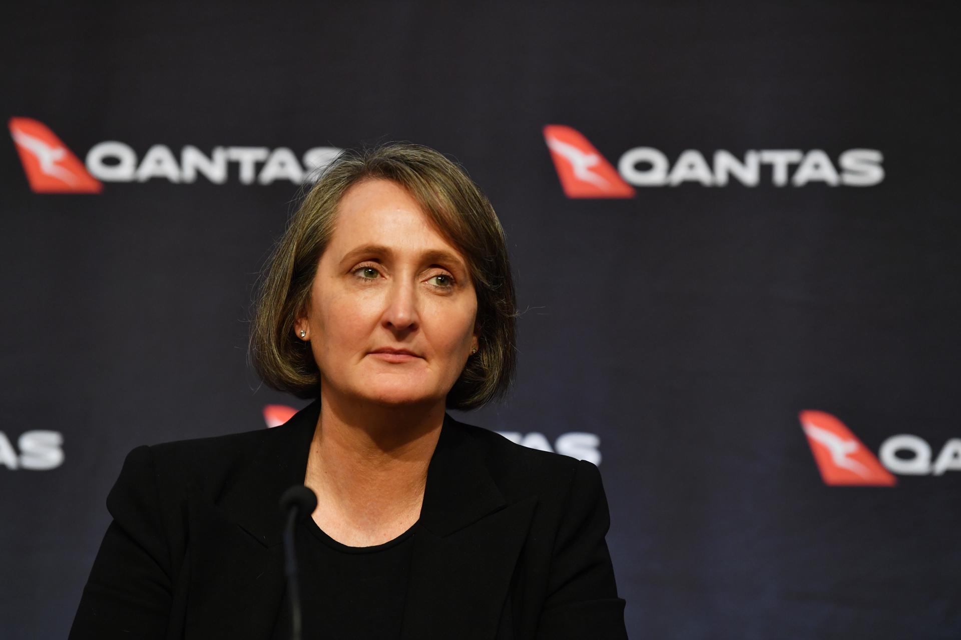 Qantas Group Chief Financial Officer Vanessa Hudson during the company's results announcement press conference in Sydney, Australia, 20 August 2020. EFE-EPA FILE/DEAN LEWINS AUSTRALIA AND NEW ZEALAND OUT