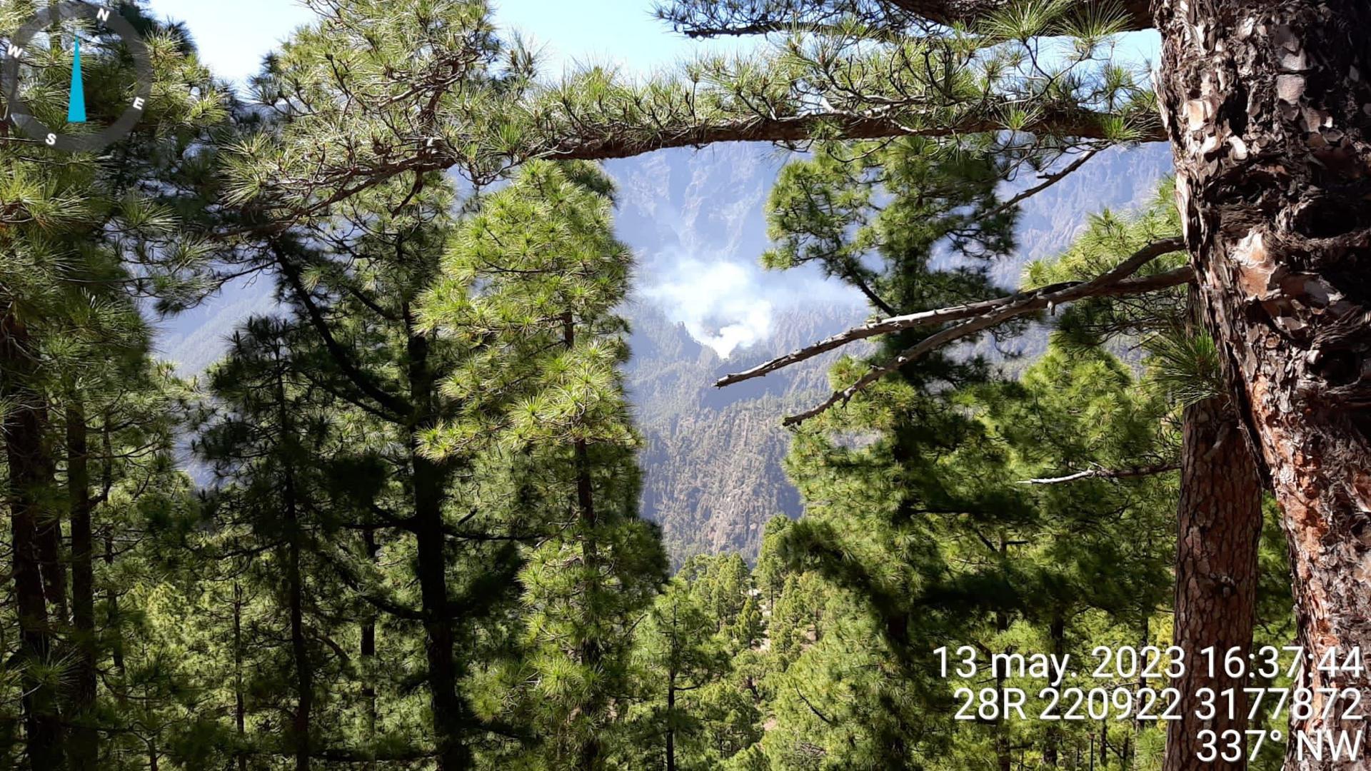 Imagen del conato de incendio difundida por el Cabildo de La Palma en sus redes sociales. EFE
