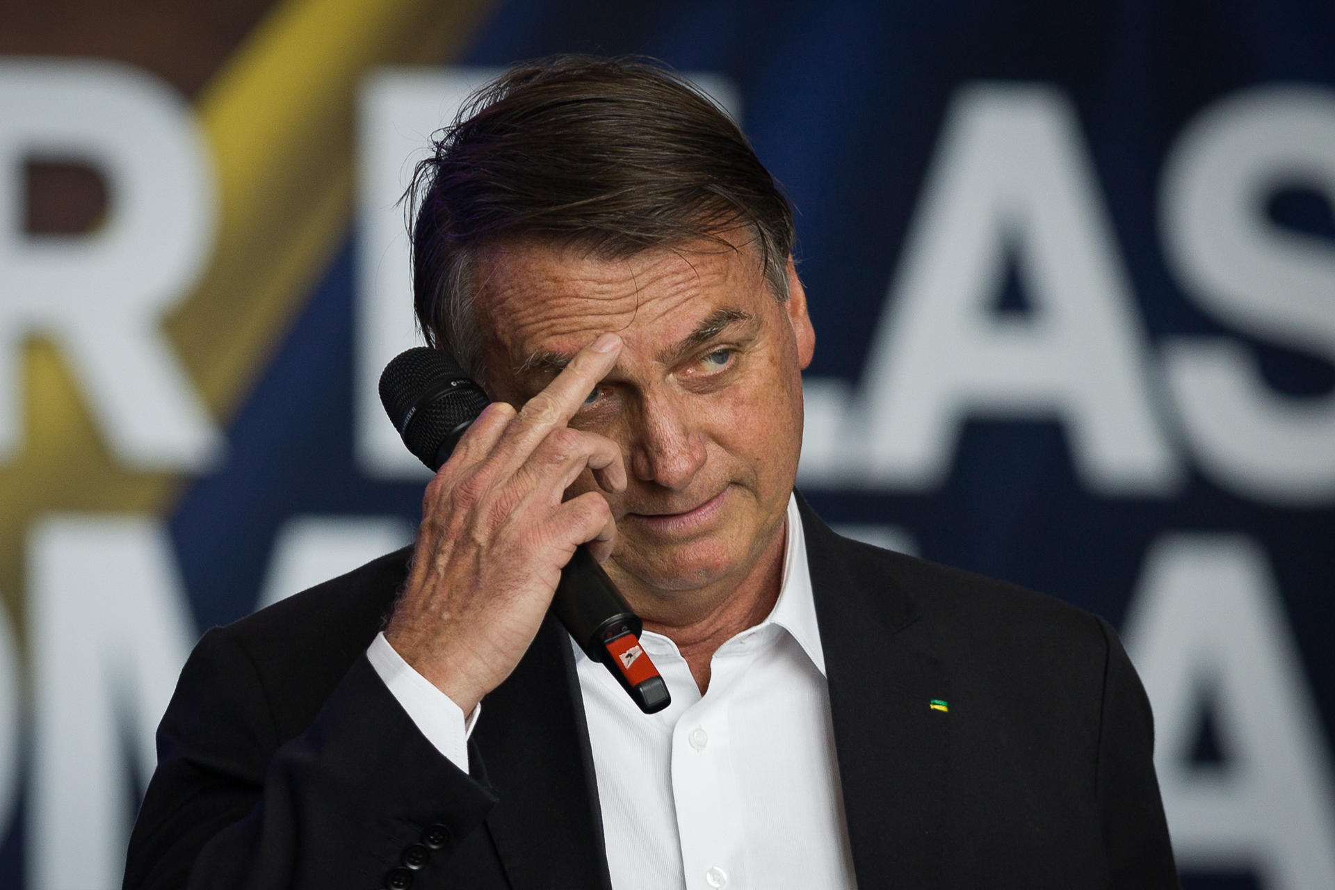 Former Brazilian President Jair Bolsonaro participates in the inauguration ceremony of the new head of the women's division of the Liberal Party (PL) of the state of Sao Paulo, Rosana Valle (out of frame), in the Legislative Assembly of the State of Sao Paulo (Alesp), in Sao Paulo, Brazil, 06 May 2023. EFE-EPA/Isaac Fontana